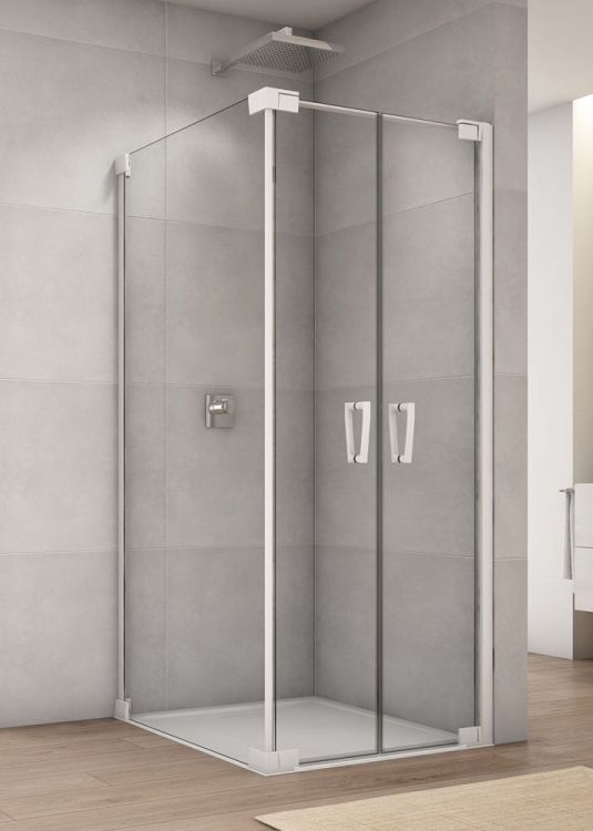 Biała kabina prysznicowa prostokątna 70x70x200 cm z drzwiami 2-częściowymi wahadłowymi Sanswiss Cadura White Line CA2C+CAT2 biały mat