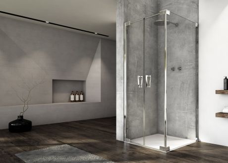 Przejdź do produktu Kabina prysznicowa 140x80x200 cm z drzwiami wahadłowymi dwuczęściowymi Sanswiss Cadura CA2C1405007+CAT20805007 chrom