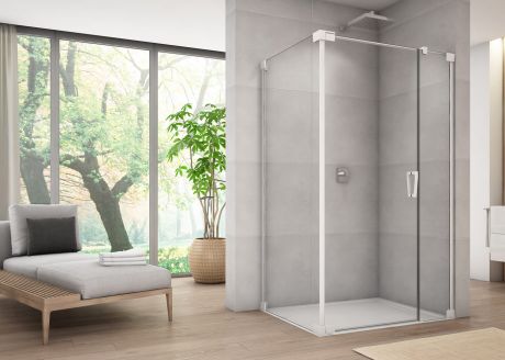 Przejdź do produktu Biała kabina prysznicowa kwadratowa 80x80x200 cm z drzwiami wahadłowymi z elementem stałym Sanswiss Cadura White Line CA31CG0800907+CAT20800907 biały mat