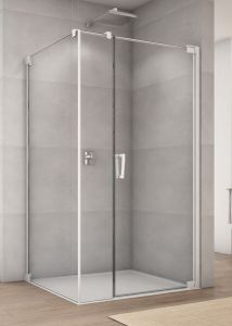 Biała kabina prysznicowa kwadratowa 80x80x200 cm z drzwiami wahadłowymi z elementem stałym Sanswiss Cadura White Line CA31CG0800907+CAT50800907 biały mat