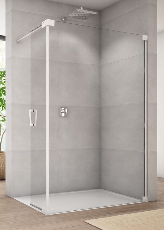 Biała kabina prysznicowa walk-in 120x44x200 cm z elementem ruchomym Sanswiss Cadura White Line CADUOG1200607 biały mat