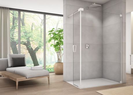 Przejdź do produktu Biała kabina prysznicowa walk-in 120x44x200 cm z elementem ruchomym Sanswiss Cadura White Line CADUOG1200607 biały mat