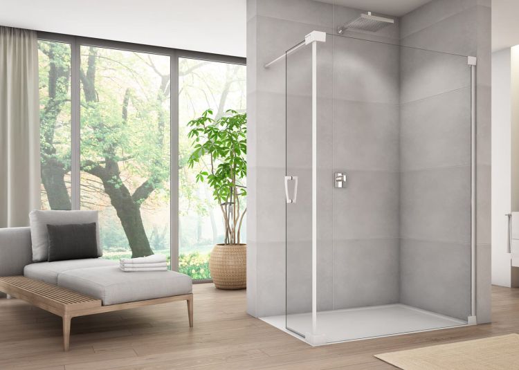 Biała kabina prysznicowa walk-in 120x44x200 cm z elementem ruchomym Sanswiss Cadura White Line CADUOG1200607 biały mat