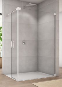 Kabina prysznicowa walk-in 140x44x200 cm z elementem ruchomym Sanswiss Cadura White Line CADUOG1400907 biały mat