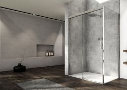 Kabina prysznicowa 120x80x200 cm z drzwiami rozsuwanymi z elementem stałym i ścianką boczną Sanswiss Cadura CAS2G1205007+CAST0805007 chrom