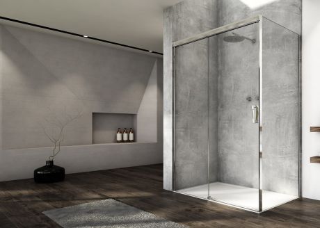 Przejdź do produktu Kabina prysznicowa 120x80x200 cm z drzwiami rozsuwanymi z elementem stałym i ścianką boczną Sanswiss Cadura CAS2G1205007+CAST0805007 chrom