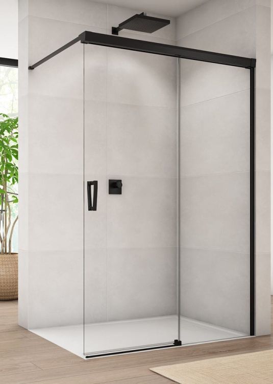 Czarna kabina prysznicowa walk-in 120x200 cm Sanswiss Cadura Black Line CAW2D czarny mat