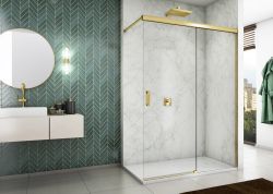 Złota kabina prysznicowa walk-in 120x200 cm Sanswiss Cadura Gold Line CAW2D1201207 złoty