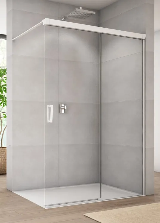 Biała kabina prysznicowa walk-in 140x200 cm Sanswiss Cadura White Line CAW2D biały mat