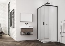 Kabina prysznicowa 75x100 cm z wejściem narożnym i czarnymi ramami SanSwiss Top Line S TLS0750607+TLS1000607