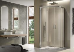 Kabina prysznicowa półokrągła narożna 90x90 cm z drzwiami rozsuwanymi Sanswiss Top Line S TLSR550905007 chrom połysk