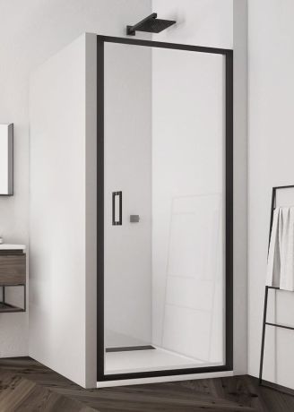 Przejdź do produktu Czarne drzwi wnękowe prysznicowe jednoczęściowe 70 cm z czarnymi profilami SanSwiss Top Line S Black Line TLSP0700607 czarny mat