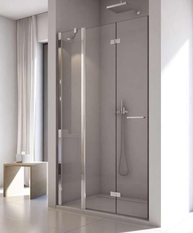 Drzwi prysznicowe 100x200 cm wahadłowe z elementem stałym Sanswiss Solino chrom połysk SOLF13G1005007