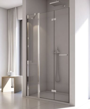 Przejdź do produktu Drzwi prysznicowe 140x200 cm wahadłowe z elementem stałym Sanswiss Solino chrom połysk SOLF13G1405007