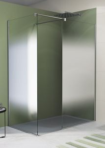 Biała kabina prysznicowa typu walk-in na wymiar z białymi profilami SanSwiss White Line STR4P0800968x2+VT90