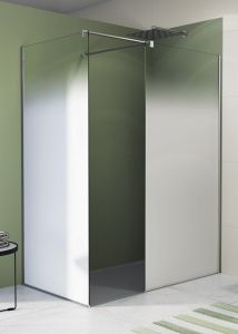 Biała kabina prysznicowa typu walk-in na wymiar z białymi profilami SanSwiss White Line STR4P0800981x2+VT90