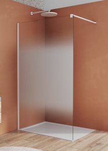 Biała ścianka prysznicowa wolnostojąca 140x200 cm Sanswiss Walk-In Easy White Line STR4P1400968 biały mat, szkło Shade 68