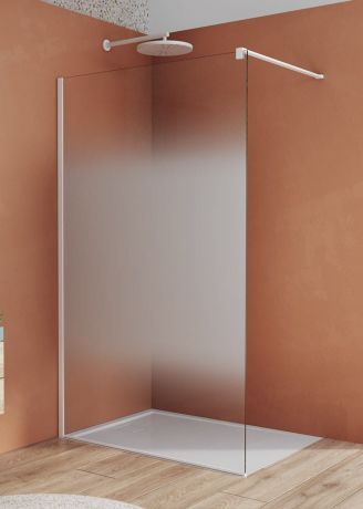 Przejdź do produktu Biała ścianka prysznicowa wolnostojąca 90x200 cm Sanswiss Walk-In Easy White Line STR4P0900968 biały mat, szkło Shade 68