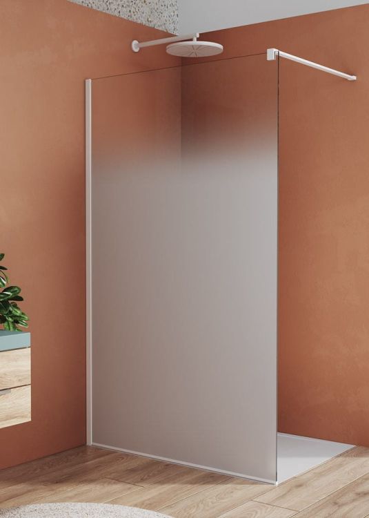 Biała ścianka prysznicowa wolnostojąca 80x200 cm Sanswiss Walk-In Easy White Line STR4P0800981 biały mat, szkło Brume