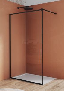 Czarna ścianka prysznicowa 120 cm typu walk-in z czarnymi profilami SanSwiss Black Line Easy Loft STR4P1200690