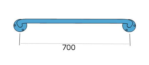 Uchwyt łazienkowy  dla niepełnosprawnych prosty poziomy 70 cm  rys. tech.