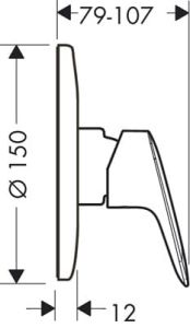 Bateria prysznicowa natynkowa DN15 Hansgrohe Logis 71606000 rysunek techniczny