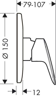 Bateria prysznicowa natynkowa DN15 Hansgrohe Logis 71606000 rysunek techniczny