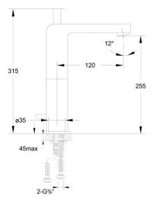 Bateria umywalkowa Steinberg seria 120 chrom 1201500 