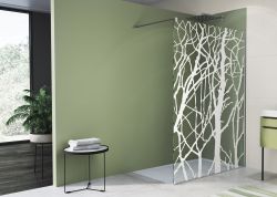 Ścianka prysznicowa wolnostojąca 140x200 cm Sanswiss Walk-In Easy dekor drzewo STR4P1405062 chrom połysk