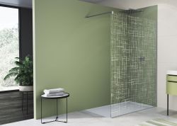 Ścianka prysznicowa wolnostojąca 100x200 cm Sanswiss Walk-In Easy dekor kratka STR4P1005061 chrom połysk