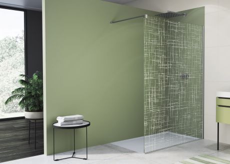Przejdź do produktu Ścianka prysznicowa wolnostojąca 100x200 cm Sanswiss Walk-In Easy dekor kratka STR4P1005061 chrom połysk