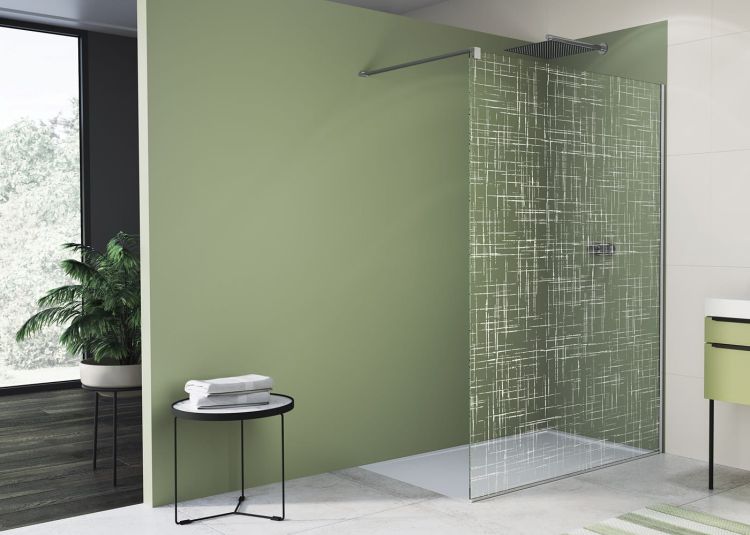 Ścianka prysznicowa wolnostojąca 100x200 cm Sanswiss Walk-In Easy dekor kratka STR4P1005061 chrom połysk