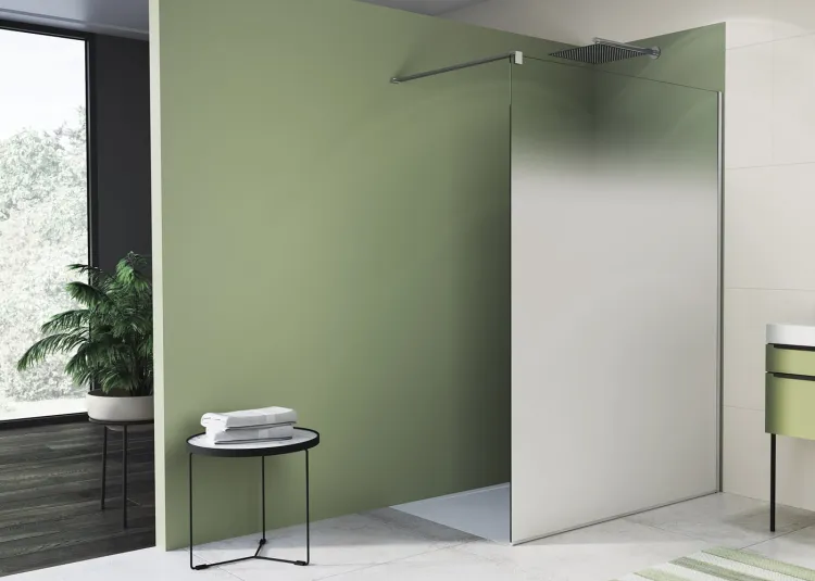 Ścianka prysznicowa wolnostojąca 100x200 cm Sanswiss Walk-In Easy STR4P1005081 chrom połysk szkło Brume