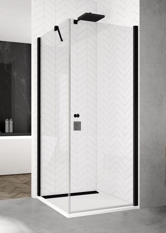 Kabina natryskowa 80x100 cm z czarnymi profilami SanSwiss Black Line SOL108000607+SOLT110000607