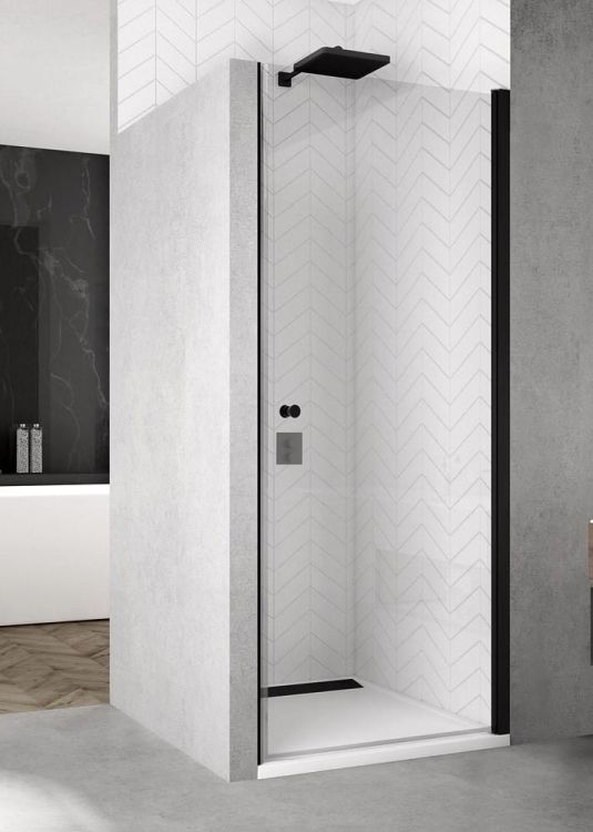 Drzwi do wnęki prysznicowej z czarnymi profilami 100 cm SanSwiss Black Line SOL110000607