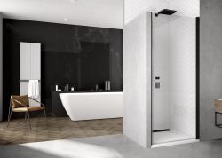 Drzwi do wnęki prysznicowej z czarnymi profilami 80 cm SanSwiss Black Line SOL108000607