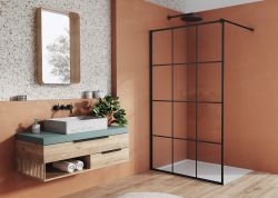 Ścianka prysznicowa 140 cm typu walk-in z czarnymi profilami SanSwiss Black Line STR4P1400689