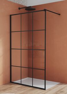 Kabina prysznicowa 100 cm typu walk-in z czarnymi profilami SanSwiss Black Line STR4P1000689