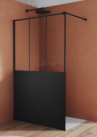 Przejdź do produktu Kabina prysznicowa 90 cm typu walk-in z czarnymi profilami i czarną szybą SanSwiss Black Line STR4P0900669