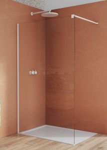 Ścianka prysznicowa 90 cm typu walk-in z białymi profilami SanSwiss White Line STR4P0900907