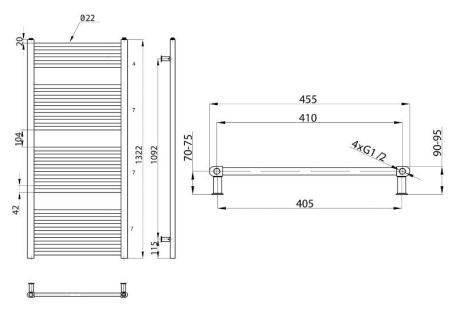 Przejdź do produktu DIRECT grzejnik łazienkowy 450x1322 mm, srebro strukturalne