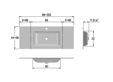Przejdź do produktu Umywalka szklana na indywidualny wymiar z prostokątną misą Glass 200-01