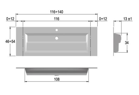Przejdź do produktu Umywalka szklana na indywidualny wymiar z prostokątną misą Glass 140-04