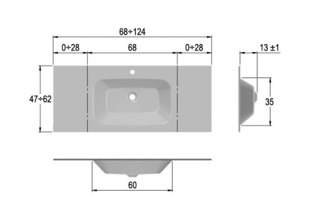Przejdź do produktu Umywalka szklana na indywidualny wymiar z prostokątną misą Glass 120-10