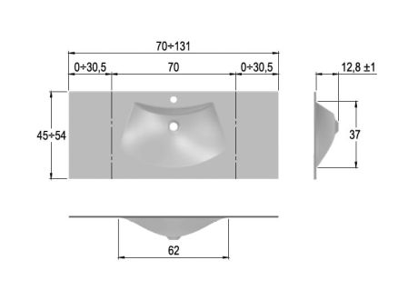 Przejdź do produktu Umywalka szklana na indywidualny wymiar z misą Glass 130-08 biały połysk