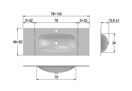 Przejdź do produktu Umywalka szklana na indywidualny wymiar z prostokątną misą Glass 140-06