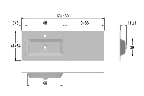 Przejdź do produktu Umywalka szklana na indywidualny wymiar z prostokątną misą Glass po lewej stronie 160-02L biały połysk