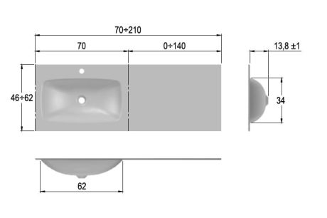 Przejdź do produktu Umywalka szklana na indywidualny wymiar z misą Glass po lewej stronie 210-02L biały połysk