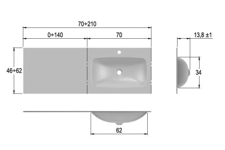 Przejdź do produktu Umywalka szklana na indywidualny wymiar z misą Glass po prawej stronie 210-02R biały połysk