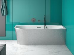 Srebrna wanna wolnostojąca narożna 150x75 cm Besco Zoya Glam prawa #WA-150-ZPSR